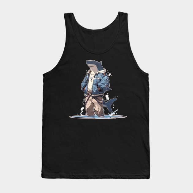 Anime Great White Shark Lifeguard Tank Top by DanielLiamGill